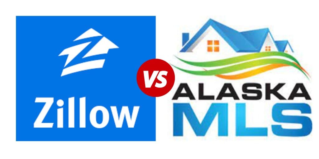 A picture of two different logos for zillow and alaska mls.