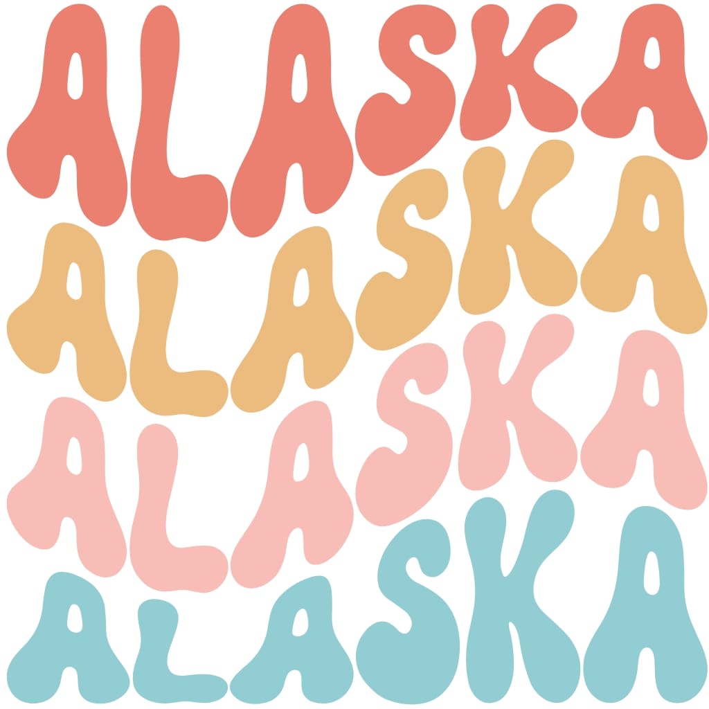 A bunch of alaska letters are in different colors