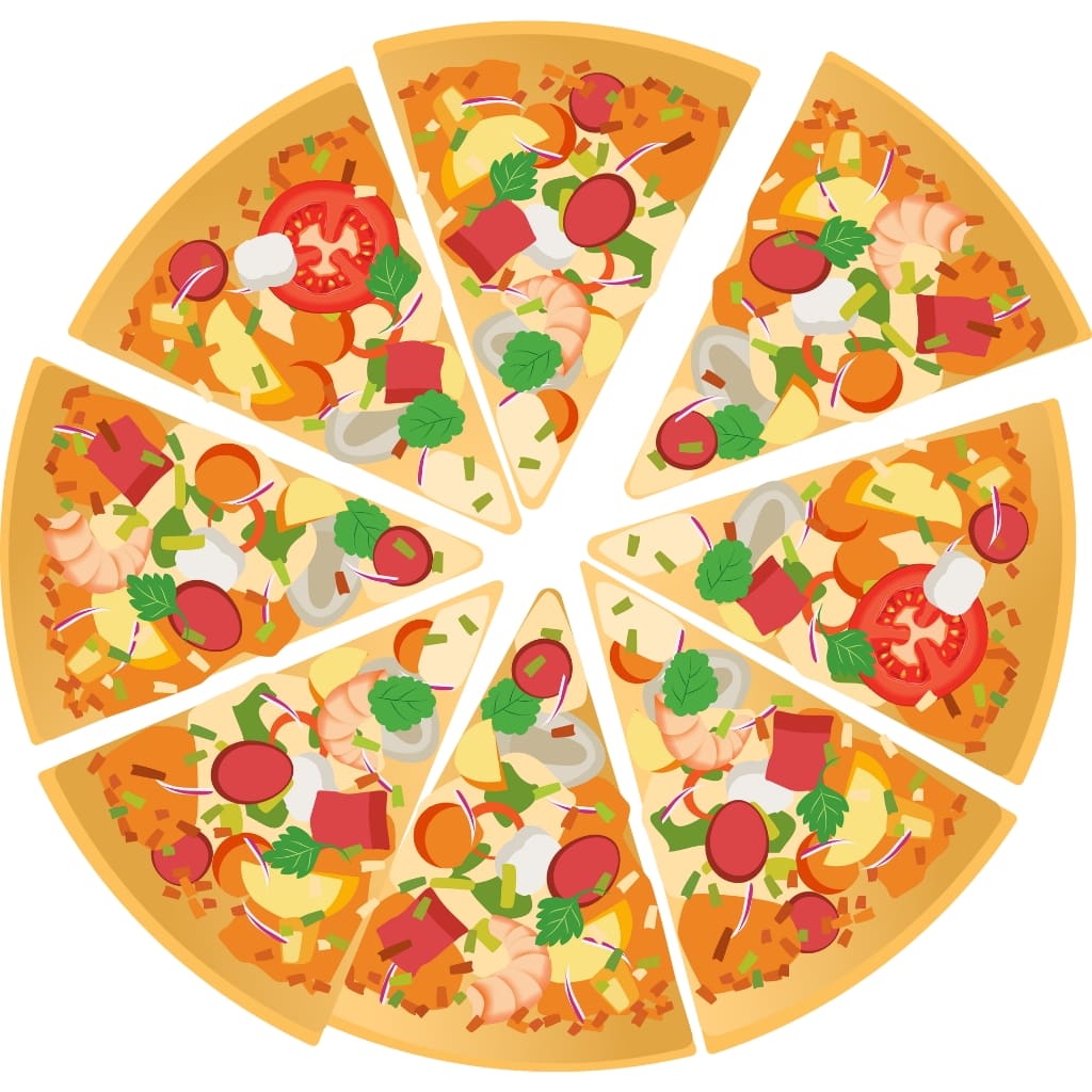 A pizza with many different toppings in it.